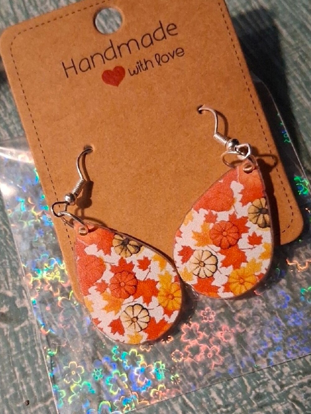 $8 Each Or Bundle 5/$20 Handmade Orange Autumn Teardrop Earrings